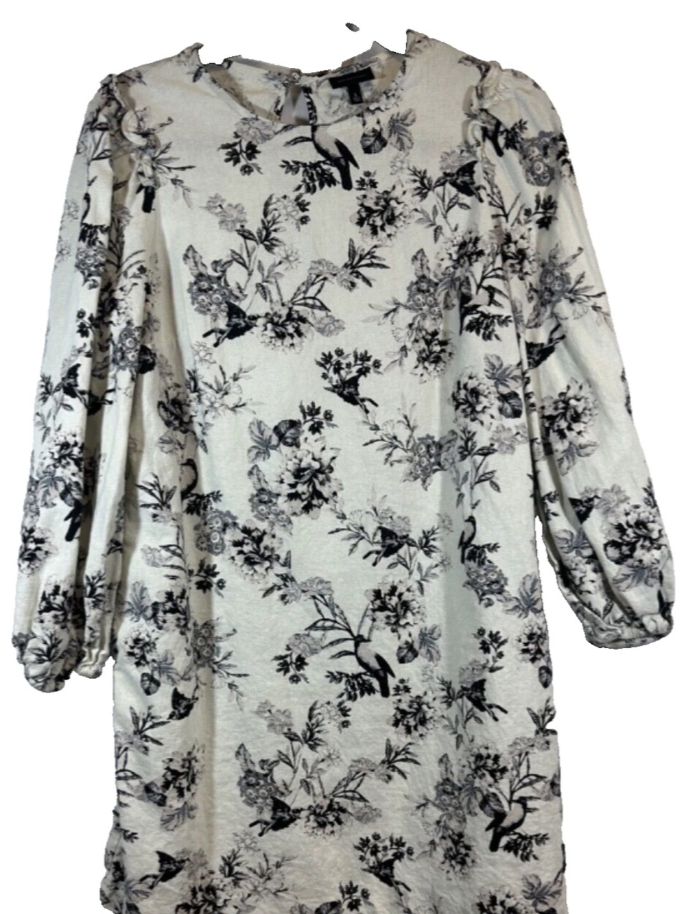 Ivory Floral Long Sleeve Shift Dress